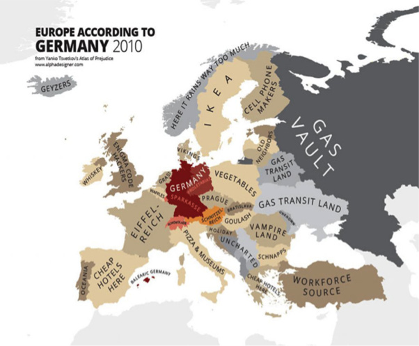 Figure 2 : Carte d'Europe vue par les Allemands Source , Tsvetkov (2014).